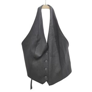 Zara Halter Tuxedo Open Back Vest Black Size S NWOT